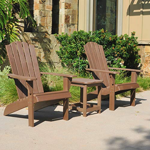 Polyteak Adirondack Chair, All Weather Outdoor Patio Furniture For Porches, Decks, And Pool Side, Element Collection, Brown #TOP6