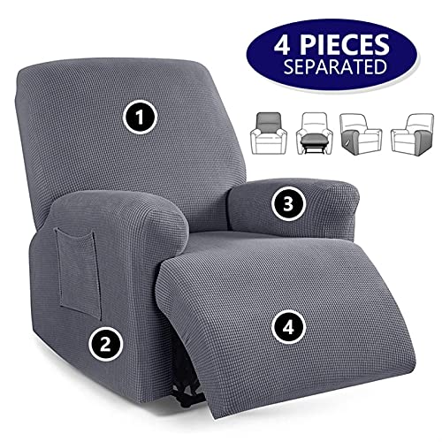 Funda de silla reclinable elástica de 4 piezas separadas con protector de sofá suave para salón 3