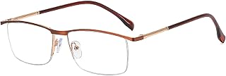 laureles Men Blue Light Blocking Reading Glasses Women Metal Small Half Frame Busniess Computer Eyewear (C1, 3.00 Magnification)