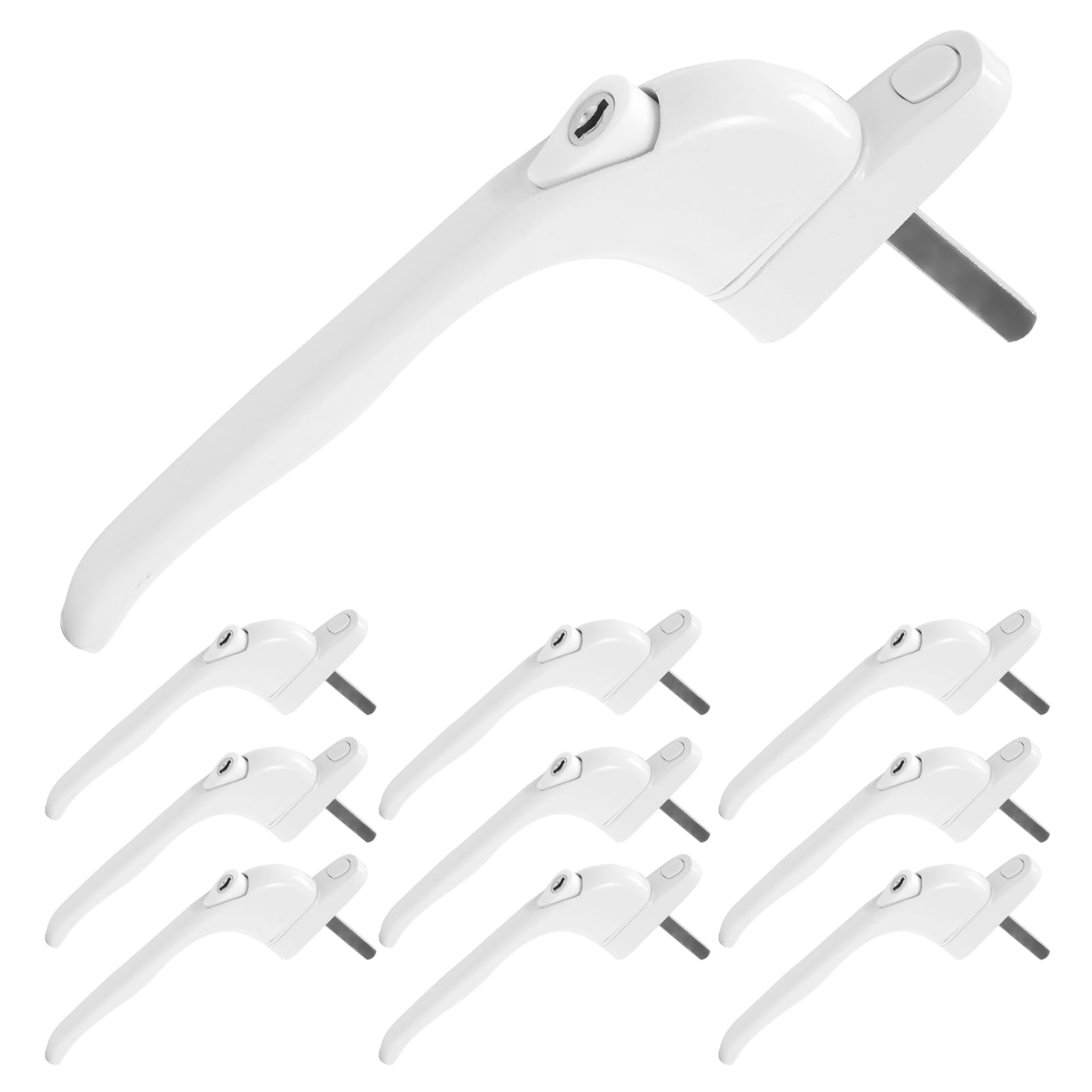 Trintion 10 x Universal Espag Window Handle, White 41mm, Lockable with Key - Inline Handle for UPVC, Aluminum, and Double Glazed Windows