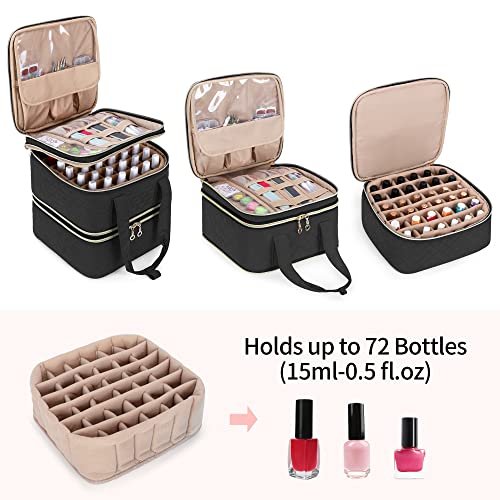Yarwo Nail Polish Organizer Case, Nail Polish Storage Bag Holds 72 Bottles — view 4
