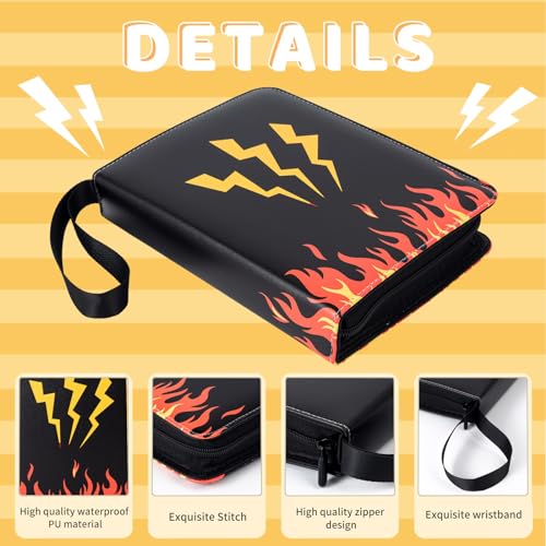 Jravkfi Card Binder 4-Pocket,400 Pockets Card Holder Album with 50 Removable Sleeves for Standard Size Cards TCG Trading Card Binder Display Storage Carrying Case