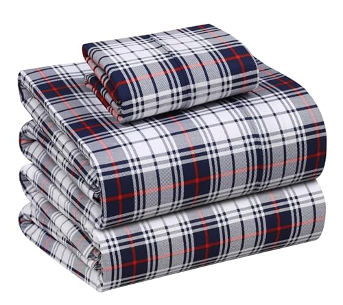 RUVANTI 100% Cotton Twin Sheets Set, 3 Pieces, Soft & Breathable Percale Weave Bedding, Deep Pocket 16", Hotel Standard, Crisp Cool Feel, Durable, Perfect Floral Bed Sheet, Prussian