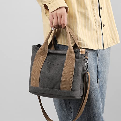 Handbag for Women Multi-Pockets, Canvas Tote Shoulder Bags with Zipper, Satchel Hobo Bag for Travel Work3