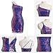 Sequin Dress For Women Short Prom Homecoming Dress For Teens Girls Spaghetti Straps One Shoulder Bodycon Dance Cocktail Party Mini Royal Blue XS