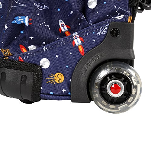 J World Lollipop Kids Rolling Backpack & Lunch Bag Set For Elementary School. Carry-On Suitcase With Wheels, Spaceship #TOP5