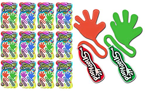 JA-RU Bulk Sticky Hands for Kids (12 Pack; 24 Sticky Hands) Stretchy Slap Hands Sticky Toy | Bulk Party Favors, Goodie Bags Stuffers for Teens, & Middle School Prizes. 315-2s