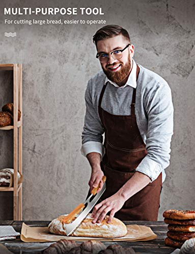 14Inch Pizza Cutter Rocker Style Fengchen Very Sharp Pizza Knife Cutter,Suitable For Fruit Salad Bread Type Chopped Sliced ,Black Protective Case Double Wooden Handle Handle #TOP3