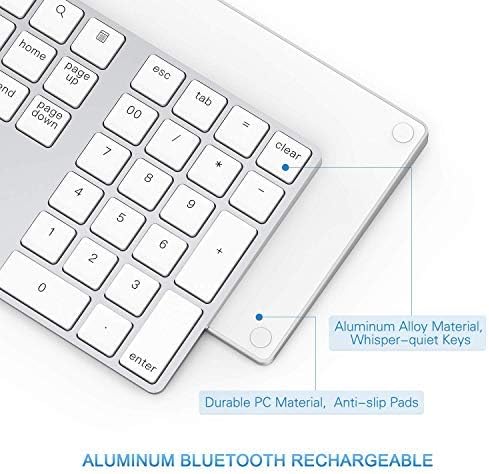 Miniatura 8 de Lekvey Teclado numérico inalámbrico recargable de aluminio, teclado numérico delgado de 34 teclas, teclado externo Numpad entrada de datos para