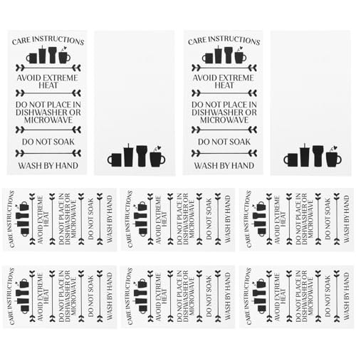 SHOWERORO 50pcs Tumbler Cup Instruction Tags for Glass Mugs Customer Direction Cards