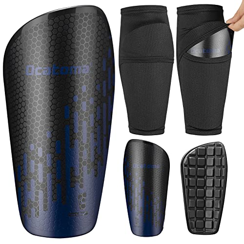Ocatoma Soccer Shin Guards For Kids Youth,Eva Cushion Protection Reduce Shocks And Injuries,Soccer Equipment With Hard Protective Shell,Soccer Shin Pads And Shin Guard Sleeves For Boys Girls(M, Bk/Bu) #TOP28