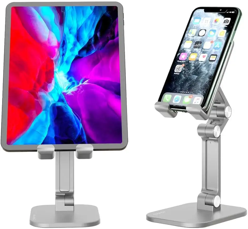 Geonav Suporte FlexPro de mesa dobrável para Smartphones e Tablets até 13´, SUPMOB, Cinza
