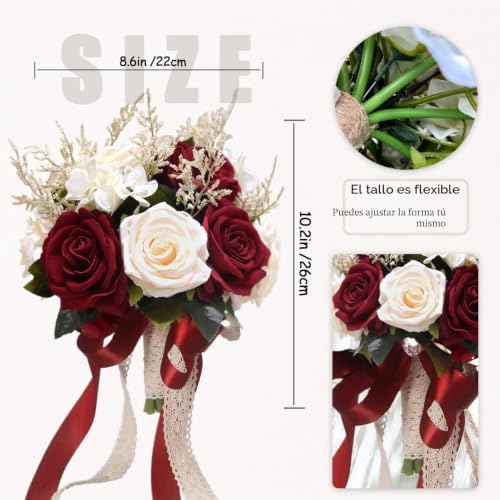 Ramos de novia de seda que no se marchitan para damas de honor en rosa 4