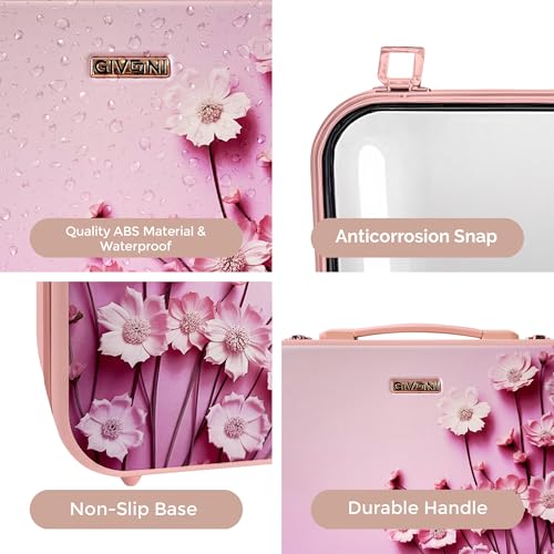 Boîte de beauté rose Lady rigide avec miroir éclairant haute définition