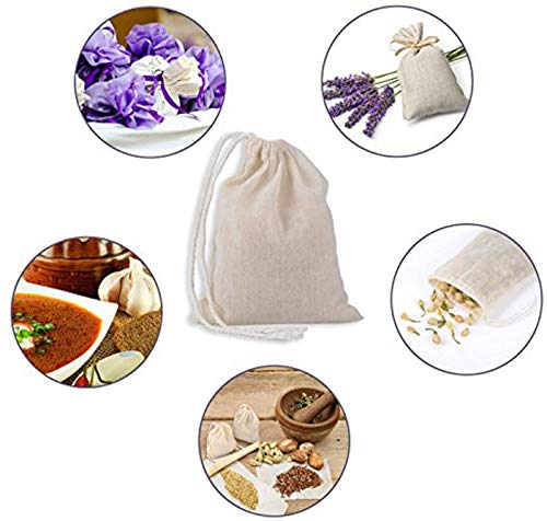 100 Pcs Muslin Bags 100% Cotton Drawstring Bag Soap Nuts Mesh Tea Bags 4 * 6in by MEISO - Image 5