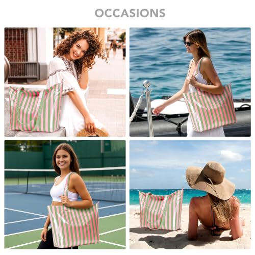 Image of KALIDI PVC Zipper Tote Bag, Jelly Kraft Paper Beach Bag Large Hobo Carry All Travel Shopping Handbag Plastic Shoulder Bag