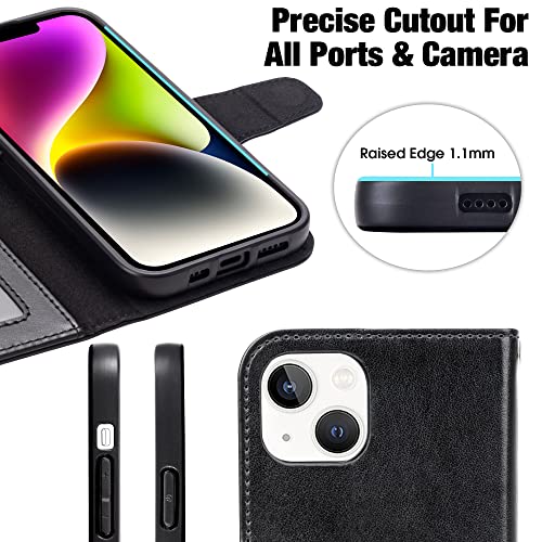 Arae Compatible With Iphone 14 Case Wallet Flip Cover With Card Holder And Wrist Strap For Iphone 14 6.1 Inch-Black #TOP4