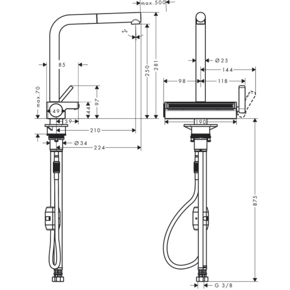 Hansgrohe 73836800 Aquno Select M81 Einhebel-Küchenmischer 250 