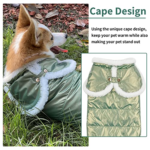 Aiitle Waterproof Dog Vest Coat - Christmas Pearlescent Fabric Dog Jacket - Cloak Design Dog Vest Winter Coat - Cold Weather Dog Clothes For Small Medium Large Dogs For Indoor And Outdoor Use Green Xs #TOP4