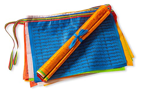 PHENO FLAGS Drapeaux de prière du Tibet avec 20 Drapeaux par chaîne - Drapeau de prière Bouddhiste tibétain, la décoration et Les prières bouddhistes -...
