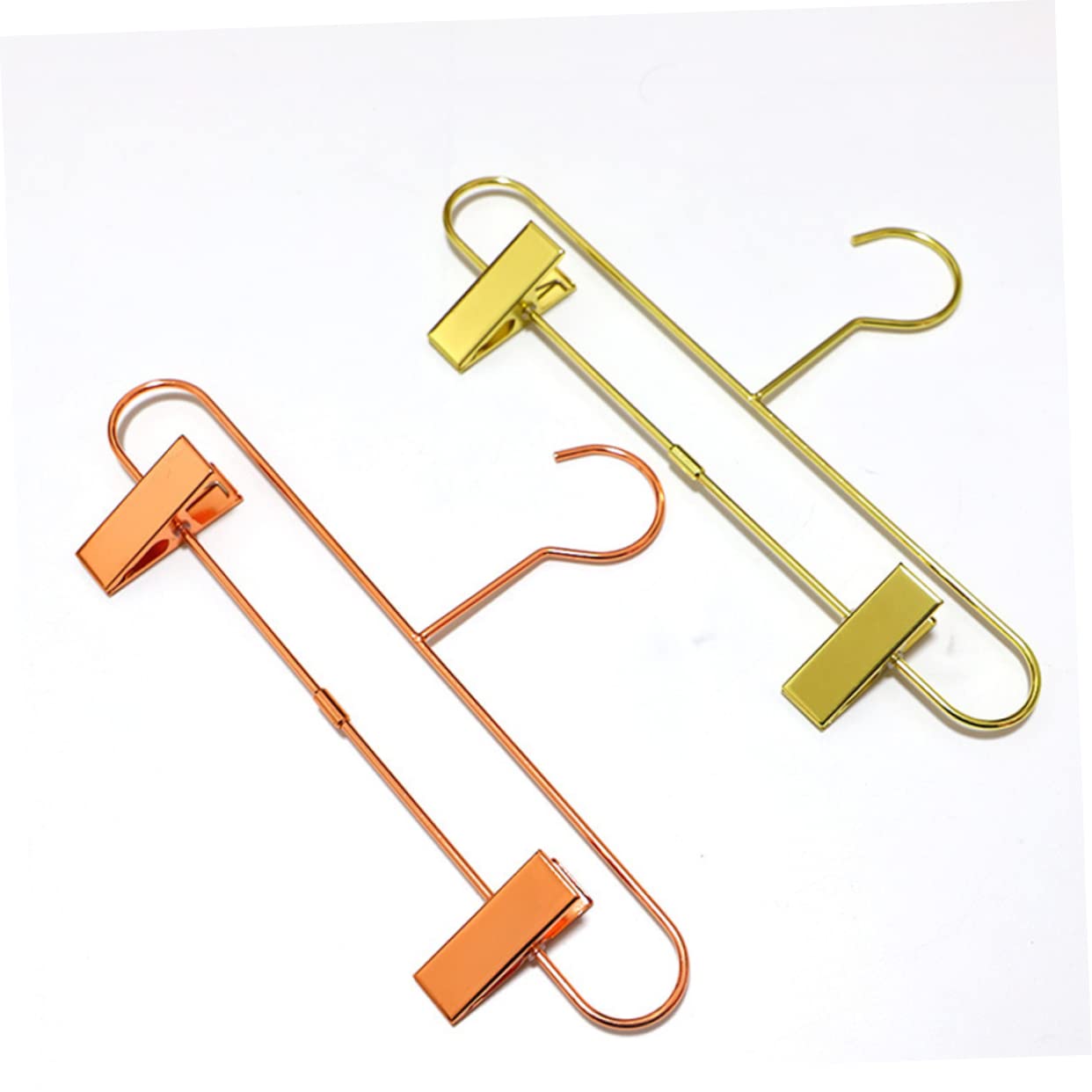 Hemobllo Retractable Pants Rack Multi Function Hanger for Space Saving Non Slip Clips for Organizing Pants Socks and More Closets Golden
