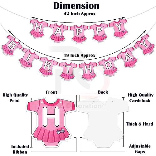Image of Rozi Decoration Baby Dress Theme Little Ones Birthday Banner (Banner-Pink)