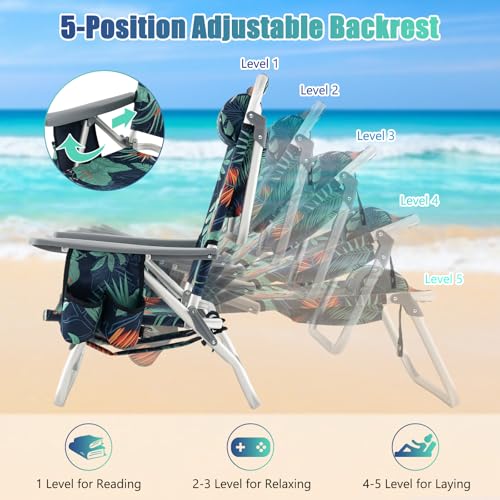 Image of Tangkula Set of 4 Backpack Beach Chair for Camping Beach Picnic