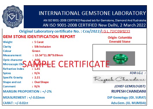 Certified 3.50 Carat Emerald Stone 3.85 Ratti Budh Ratan Panna Colombian 2