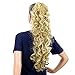 SWACC 24-Inch Long Messy Curls Claw Clip Ponytail Extensions Synthetic Drawstring Curly Hairpiece Jaw Clip Hair Extensions (Beige/Blonde Mixed-24H613#)
