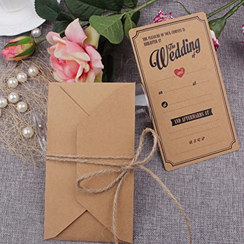 VALICLUD 50 Peças 1 Conjunto Cartão De Cartão De Papel Kraft Convites De Chá De Casamento Mensagem D