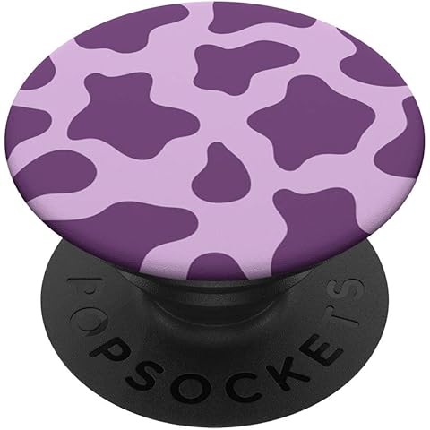 Lavender Cow Print Purple Lover PopSockets PopGrip: Swappable Grip for Phones & Tablets