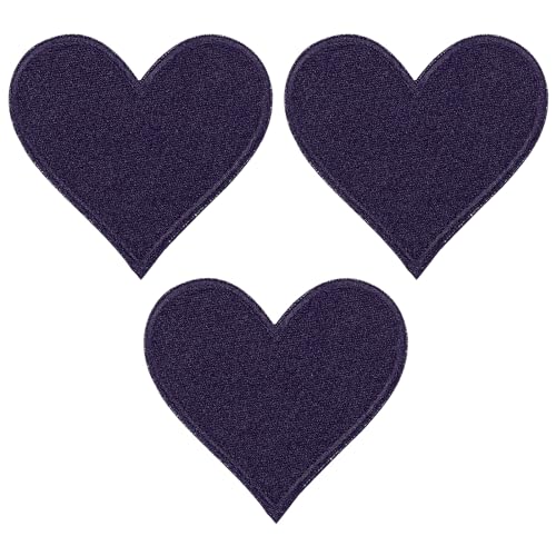 PATIKIL Parches Termoadhesivos, 3 Paquete Corazón Forma Coser Bordados Parches Amor Apliques Adornos para Ropa Chaquetas Sombrero Mochila Reparación Adornos, Marino Azul