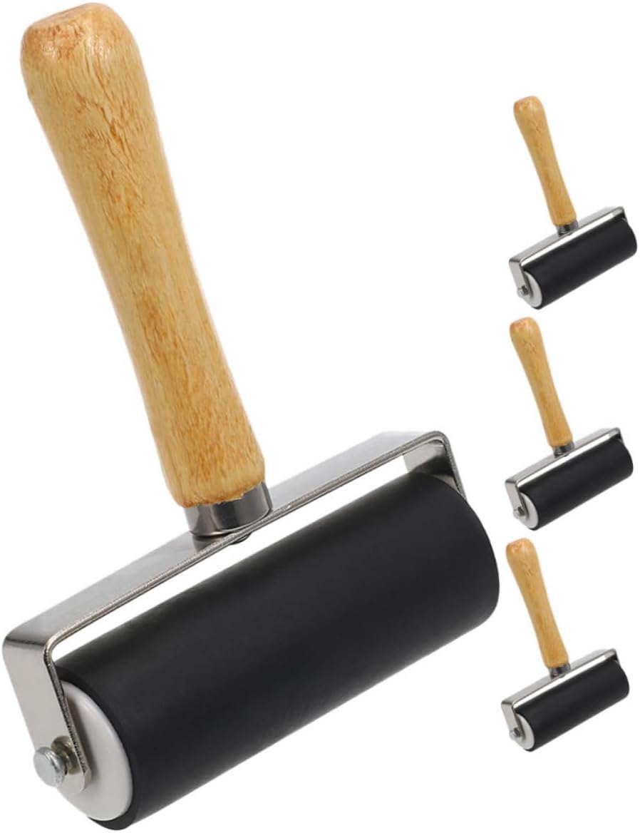 Veemoon 4pcs Rollers for Printmaking Stamping Sturdy Plastic Ink Roller for Boys and Girls