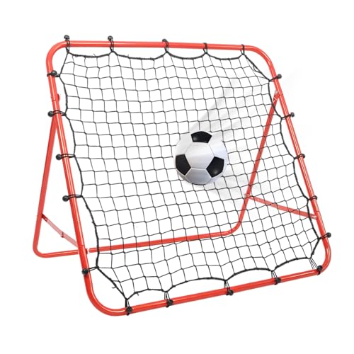 Rete di rimbalzo da calcio HPDTZ, 1 x 1 m, rosso, nylon e ferro, per calcio, giardino, campo sportivo, pieghevole, per tiri e allenamento