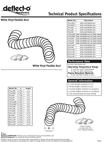 Image of Deflecto Flexible Vinyl Duct, White, 4 inch x 50' (BH450W)