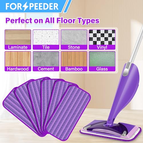 6 Pack Reusable Mop Pads for Swiffer WetJet Spray Mop, Wet Pads Refill Machine Washable Wet Dry Dual Use for Hardwood, Vinyl, Marble, Stone and Glass - Thumbnail 7