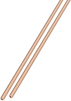 METALLIXITY Copper Tube 2mm OD x 0.25mm Wall T x 300mm L 2Pcs, Straight Tubing - for Home Furnishing, Machinery, DIY Handicraft