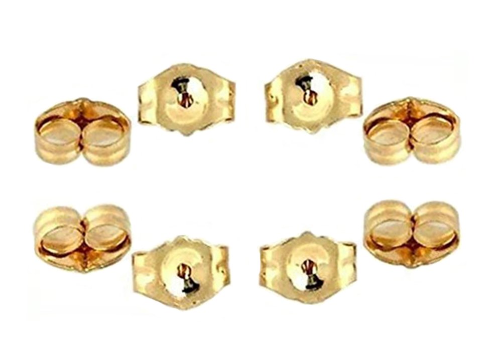 COOLJOY14K Gold Earring Backs Ear Locking for Stud Ear Rings, 4 Pair, Yellow Gold