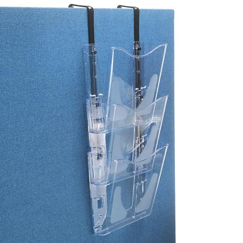Deflecto 3 Tier A4 Wall Mounted Magazine File Holder - Perfect for Folders, Files, Mails & Brochure - For Home & Office with Hanging Bracket Included