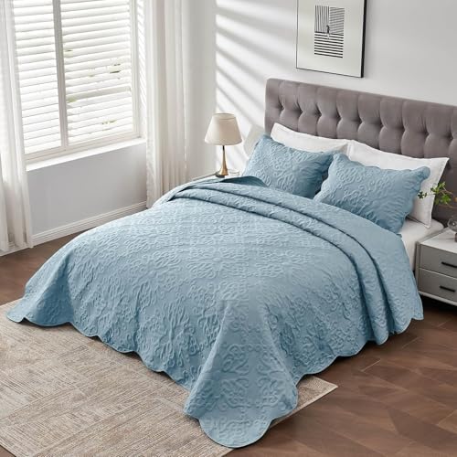 Image of Kingnex Oversized King Bedspreads 128x120 Spa Blue