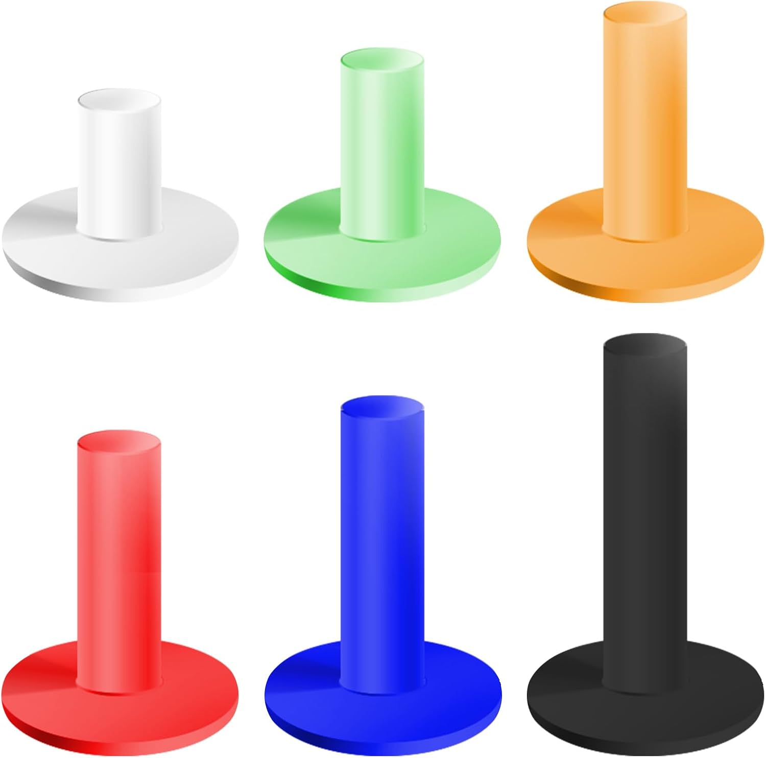 VIVIDLY Rubber Golf Tees for Mats & Simulators, 6 Sizes 6 Colors Indoor Use