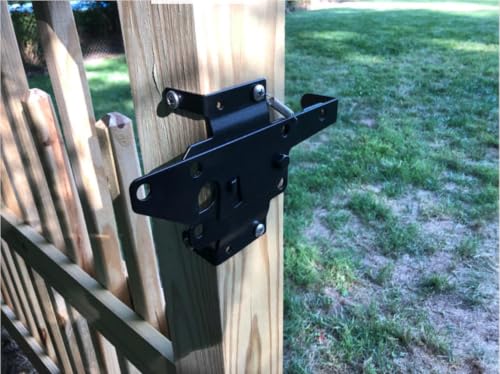 Image of HILLMASTER Heavy Duty Self-Locking Gate Latch for Wooden Fence, Post Mount Automatic Gate Lock Gravity Door Latch Hardware for Secure Pool, Outdoor Garden, Metal Gates Vinyl Fence,Black Finish,2 Pack | 2 Pack Self-closing fence Latch for garden,Post Mount Automatic Gate Door Lock for Metal Gates,Gate Hardware for Outdoor Pool