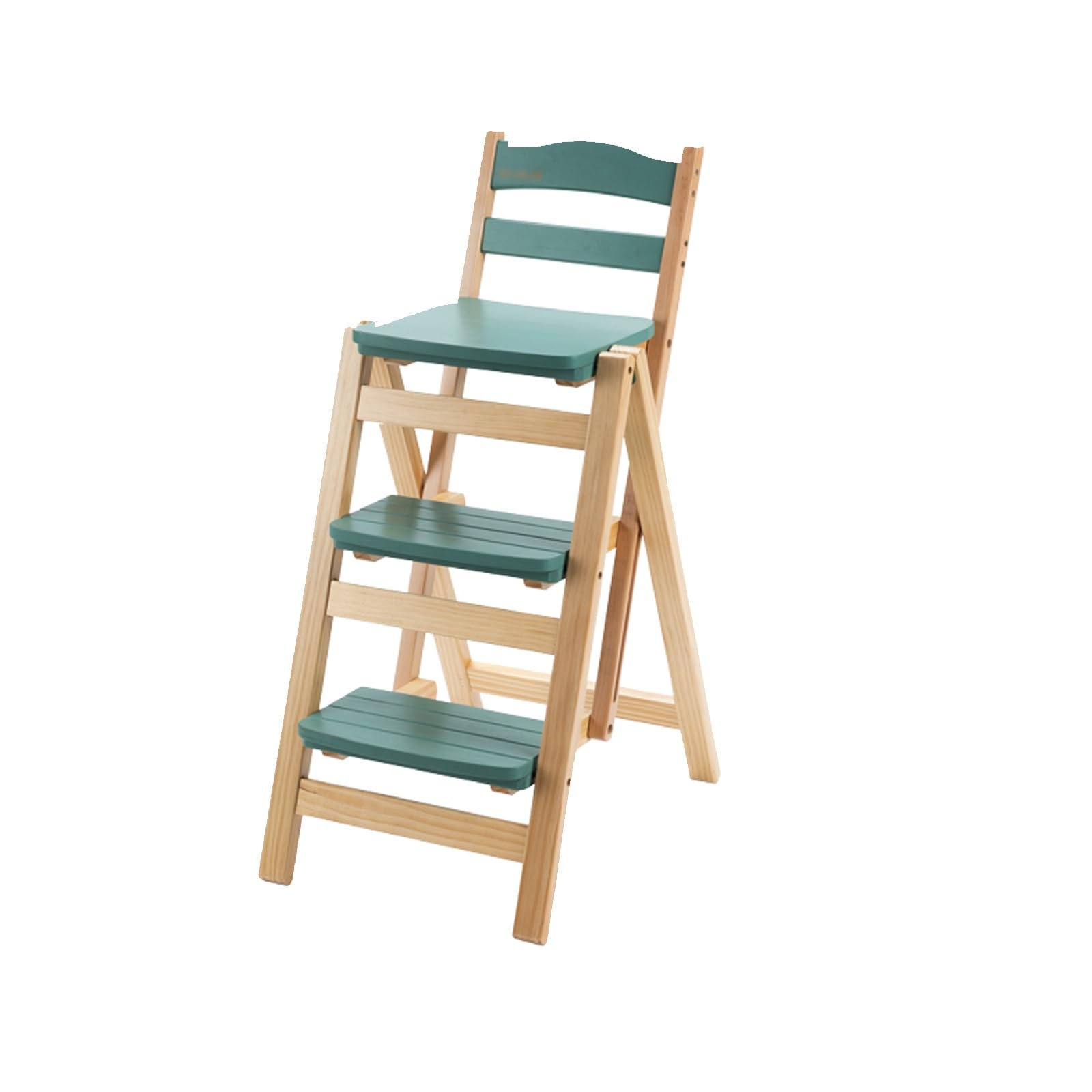 Sgabello da Bar Pieghevole in Legno massello, Alto, Stile retrò, con gradini, per Cucina, Multifunzionale, con Scala a 3 gradini in Legno, Decorativo, Portatile, Pieghevole e con ripiano por