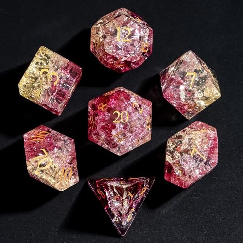 UDIXI Glass Dice Set D&D Cracked Glass DND Dice Set for RPG Tabletop Games