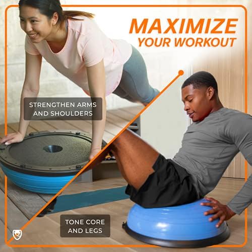 URBNFit Half Balance Ball - Stability Balance Board Trainer w/Resistance Bands for Core and Full Body Exercise