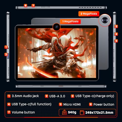 Tylvx 2-in-1 Tablet Win 11-10.1" Touchscreen PC, m3 8100Y up to 3.4GHz, 12GB RAM 256GB SSD, with Stylus & Case for Home, Business, Students, Digital Sketching