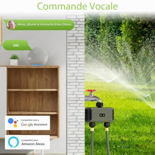 Programmateur d'arrosage 2 voies Diivoo WiFi : Pour Alexa et Google Home Programmateur d'arrosage 2 voies Diivoo WiFi : Pour Alexa et Google Home