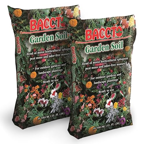 Michigan Peat Company 2 Pack BACCTO Garden & Potting Soil with Peat Moss for Plants, Vegetables, Landscape, Trees, and Shrubs, 1 Cubic Foot