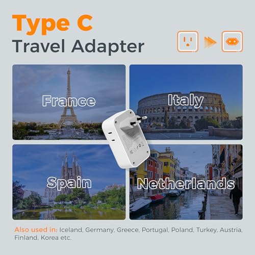 image for European Travel Plug Adapter, TESSAN International Power Adaptor with 
