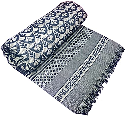 Cotonine - Cotton, Single Size, Daily use Solapur Chaddar Blanket, Pack of 1 (Blue)